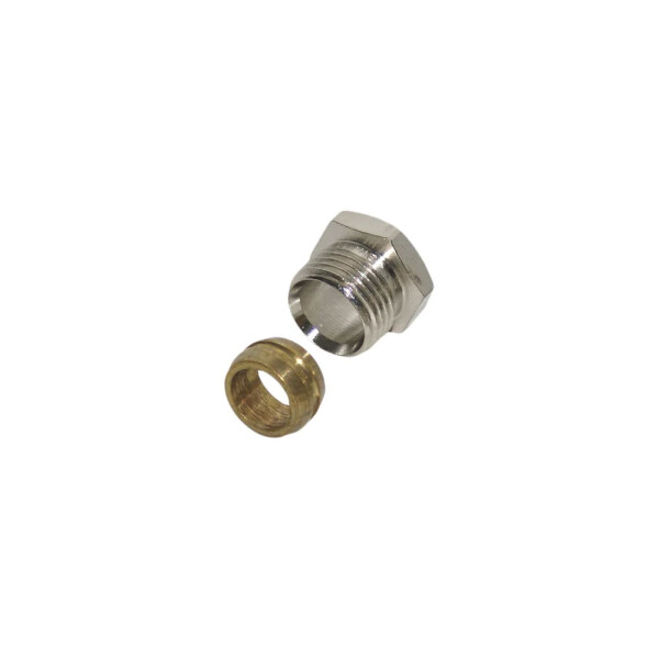 HEIMEIER Klemmverschraubung vernickelt für Cu- u. Stahlrohr 15 mm und Rp 1/2 IG