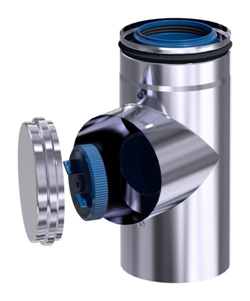 Edelstahl Längenelement mit Revision  DN 80/125 PPH konzentrisch