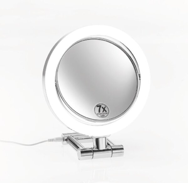 Decor Walther BS 11 Standkosmetikspiegel LED-beleuchtet, chrom, 3- und 7-fache Vergrößerung