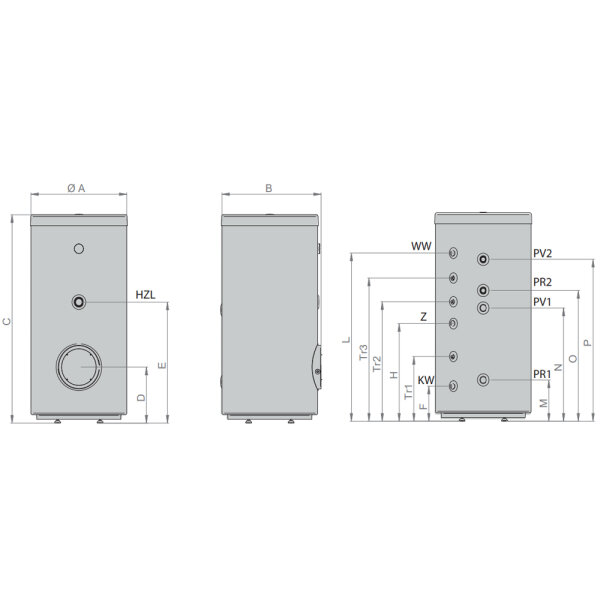 Edelstahl Warmwasserspeicher 200-500l, 2 Wärmetauscher