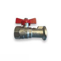 Pumpen-Kugehlhahn verchromt PN16  1&quot; I/A mit Flansch