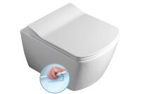 Wand-Tiefsp&uuml;l-WC sp&uuml;lrandlos, inkl. Slim WC-Sitz mit Absenkautomatik, eckige Form, wei&szlig;