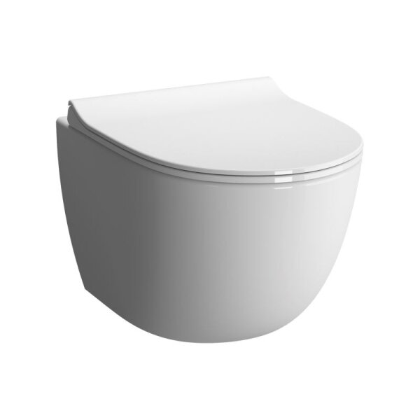 Wand-Tiefspül-WC spülrandlos mit Bidet-Funktion, inkl. Slim WC-Sitz mit Absenkautomatik, weiß