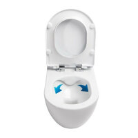 Wand-Tiefsp&uuml;l-WC sp&uuml;lrandlos mit Bidet-Funktion, inkl. Slim WC-Sitz mit Absenkautomatik, wei&szlig;