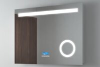 Multifunktionsspiegel mit LED Licht, Datum, Uhr, Bluetooth, Kosmetikspiegel, 60 x 80 cm