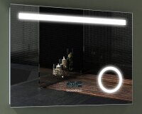 Multifunktionsspiegel mit LED Licht, Datum, Uhr, Bluetooth, Kosmetikspiegel, 60 x 80 cm