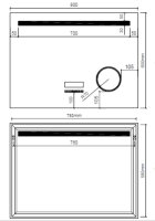 Multifunktionsspiegel mit LED Licht, Datum, Uhr, Bluetooth, Kosmetikspiegel, 60 x 80 cm