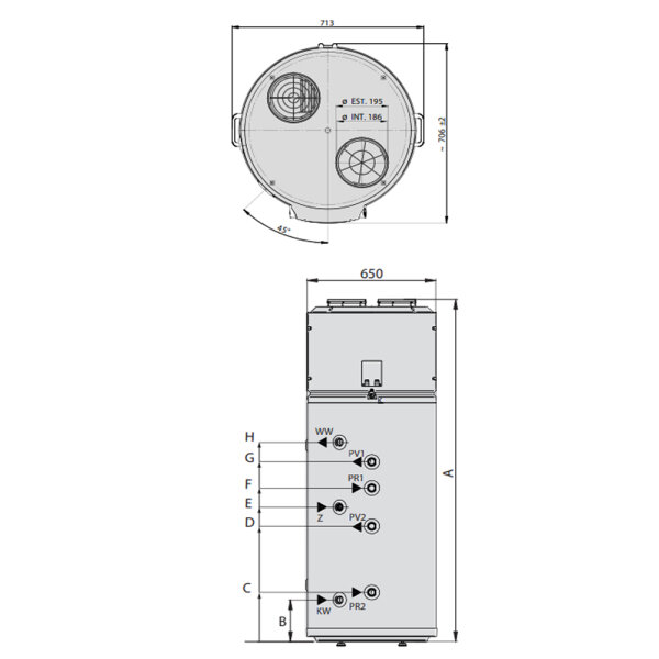 Edelstahl Warmwasser Wärmepumpe Futura 200X Smart Grid ohne Wärmetauscher 200L