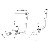 Ab-und &Uuml;berlaufgarnitur f&uuml;r Standardwannen 1 1/2&quot; x 40/50mm, chrom