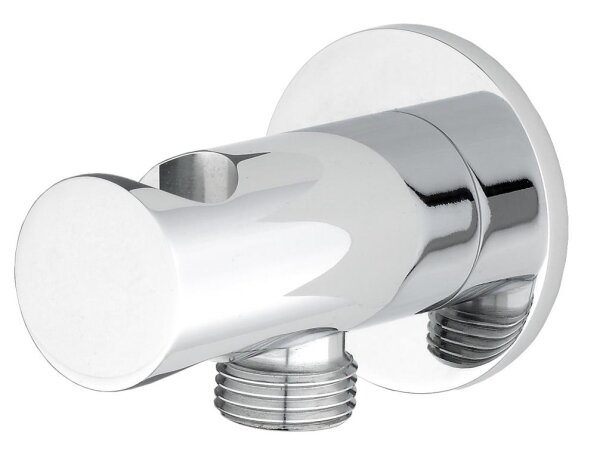 Wandanschlussbogen inkl. Wandhalter rund, chrom