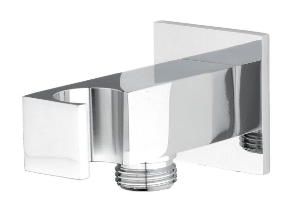 Wandanschlussbogen inkl. Wandhalter eckig, chrom