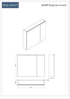 Sharp 85 Spiegelschrank mit LED-Beleuchtung, wei&szlig; gl&auml;nzend, 85cm
