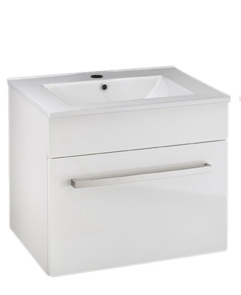 Tia 60 Unterschrank mit Waschtisch, weiß glänzend, 60 cm
