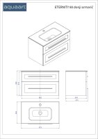 Eternity 80 Unterschrank mit Waschtisch, grafit supermatt, Griff gold