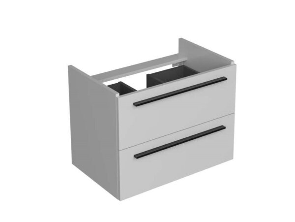Sharp 70 Unterschrank weiß glänzend, Griff schwarz, 70cm