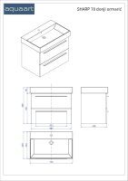 Sharp 70 Unterschrank wei&szlig; gl&auml;nzend, Griff schwarz, 70cm