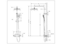 PROFILINE Brause-Standsystem FUN eckig, inkl. Thermostatarmatur, Schlauch, Handbrause und Kopfbrause 250x250mm, chrom