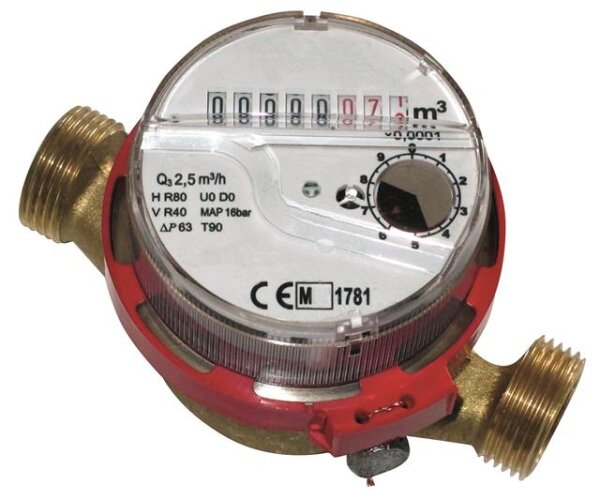 Wasserzähler 1" 130mm (warm) Wohnungswasserzähler