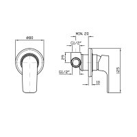 Zucchetti Wind UP-Brausearmatur Sichtteil chrom