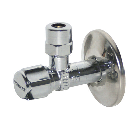 Eckventil 3/8" mit Schieberosette verchromt