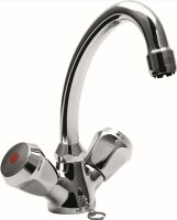 Waschtisch-Zweigriff-Armatur Niederdruck, mit versenkbarer Kette, chrom