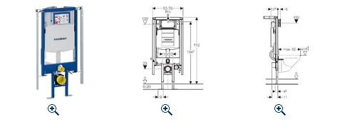 Geberit Duofix Element für Wand-WC, 112 cm, UP-Spülkasten 12 cm, Ecklösung, für Betätigung von vorne