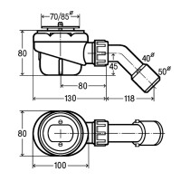 Ablaufgarnitur Viega Domoplex f&uuml;r Duschwannen mit 52mm Ablaufloch-&Oslash;, 70 x 40/50, weiss