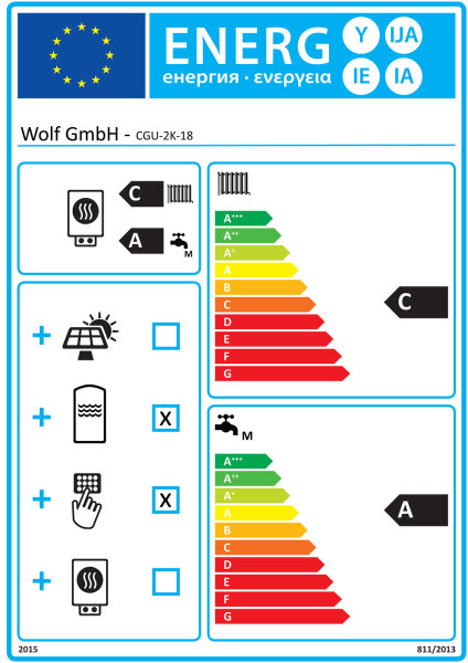 Wolf Gaskombitherme CGU2K18L inkl. Regelung + Anschlüsse Unterputz