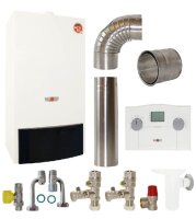 Wolf Gaskombitherme CGU2K24E  inkl. Regelung + Anschl&uuml;sse Unterputz + Abgaszubeh&ouml;r Kamin DN 130